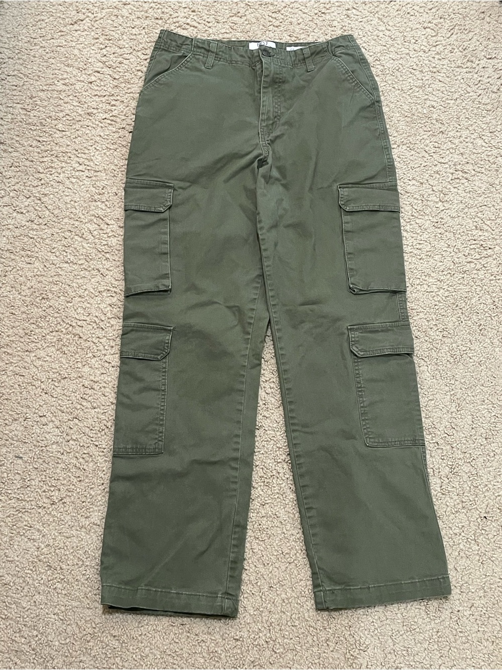 BBJ Olive Straight-Leg Cargo Pants